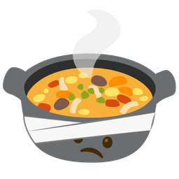 pot of food and face with head-bandage