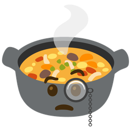 pot of food and face with monocle