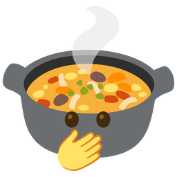 pot of food and face with open eyes and hand over mouth