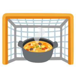 pot of food and goal net