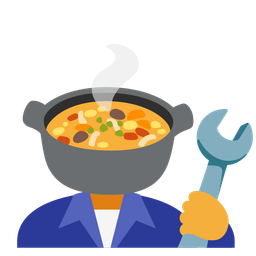 pot of food and hammer and wrench