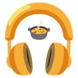 pot of food and headphone
