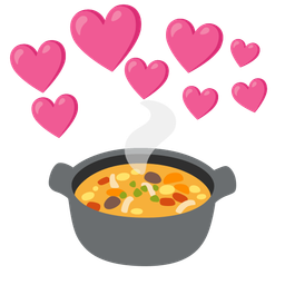 pot of food and heart with arrow
