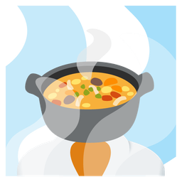 pot of food and hot springs