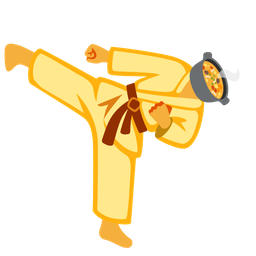 pot of food and martial arts uniform