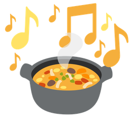 pot of food and musical notes