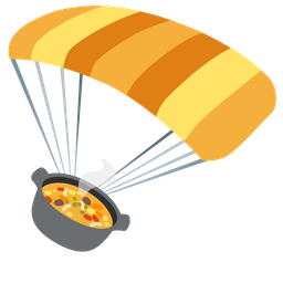 pot of food and parachute