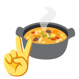 pot of food and peace symbol
