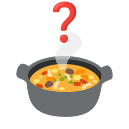pot of food and red question mark