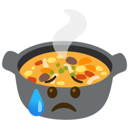 pot of food and sad but relieved face