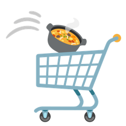 pot of food and shopping cart