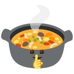 pot of food and shushing face