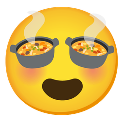 Pot of food and Smiling face with heart-eyes