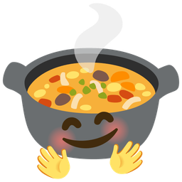 Pot of food and Smiling face with open hands