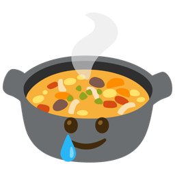 Pot of food and Smiling face with tear