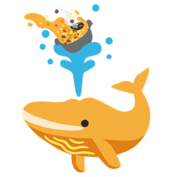 pot of food and spouting whale