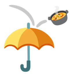 pot of food and umbrella