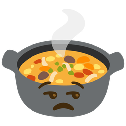 pot of food and unamused face