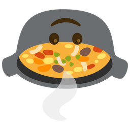 Pot of food and Upside-down face