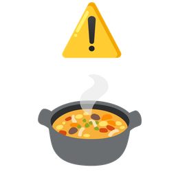 pot of food and warning