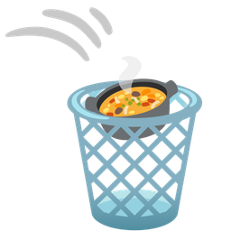 pot of food and wastebasket