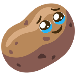 potato and face holding back tears