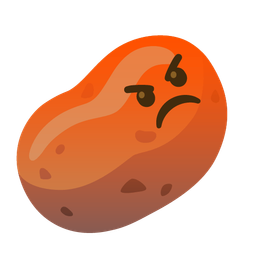 potato and face with symbols on mouth