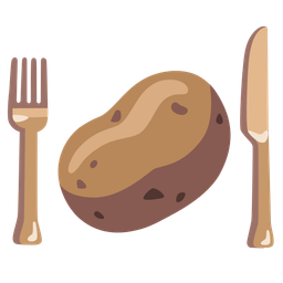 potato and fork and knife with plate