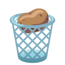 potato and wastebasket