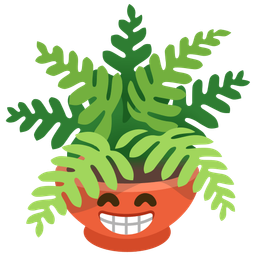 Potted plant and Beaming face with smiling eyes