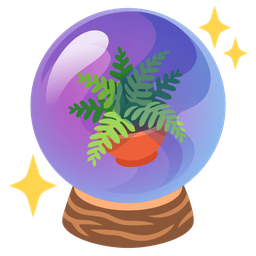 potted plant and crystal ball