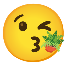 Potted plant and Face blowing a kiss