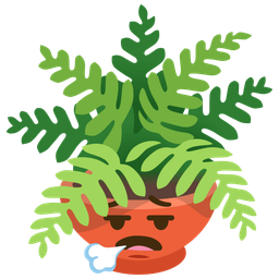 potted plant and face exhaling