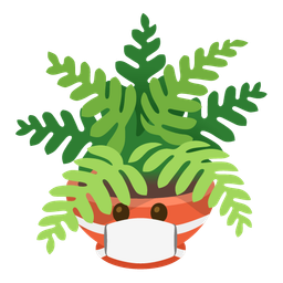 potted plant and face with medical mask