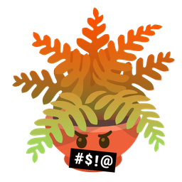 potted plant and face with symbols on mouth