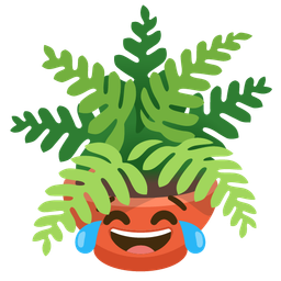 Potted plant and Face with tears of joy