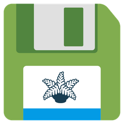 potted plant and floppy disk
