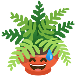 Potted plant and Grinning face with sweat