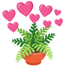 potted plant and heart with arrow
