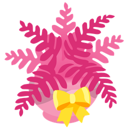 potted plant and heart with ribbon