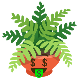 Potted plant and Money-mouth face