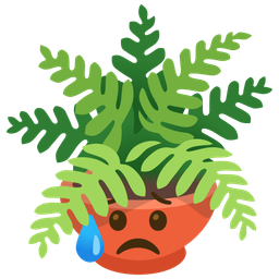 potted plant and sad but relieved face