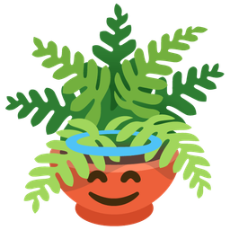 Potted plant and Smiling face with halo