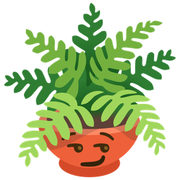 potted plant and smirking face