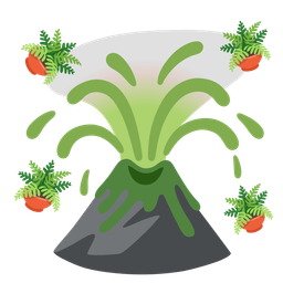 potted plant and volcano