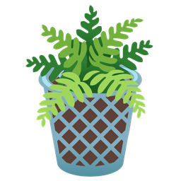 potted plant and wastebasket