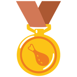 poultry leg and 1st place medal