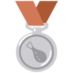 poultry leg and 2nd place medal