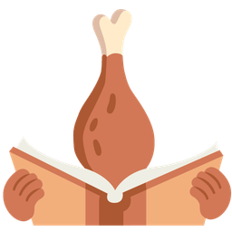 poultry leg and books