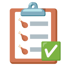 poultry leg and check mark button